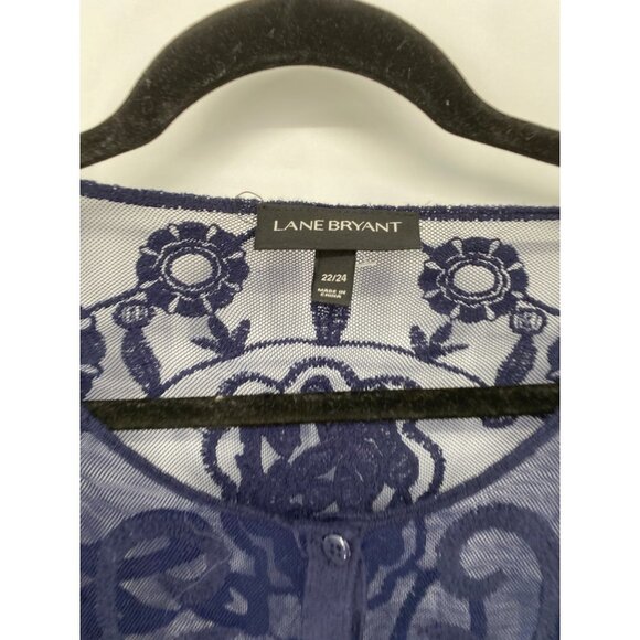 Lane Bryant Womens Plus Size 22/24 Sheer Floral Lace Button Neck Blouse - Picture 4 of 6